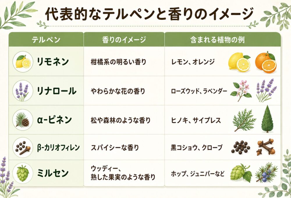 植物や精油に含まれる香り成分