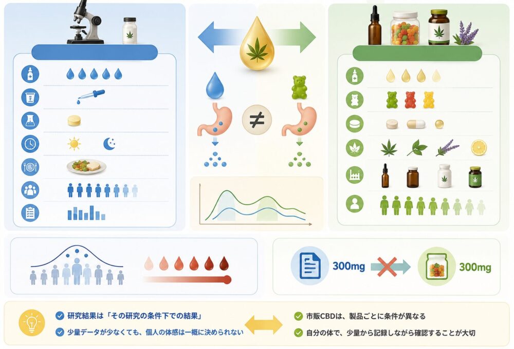 市販品と臨床試験のCBDは同じ条件ではない