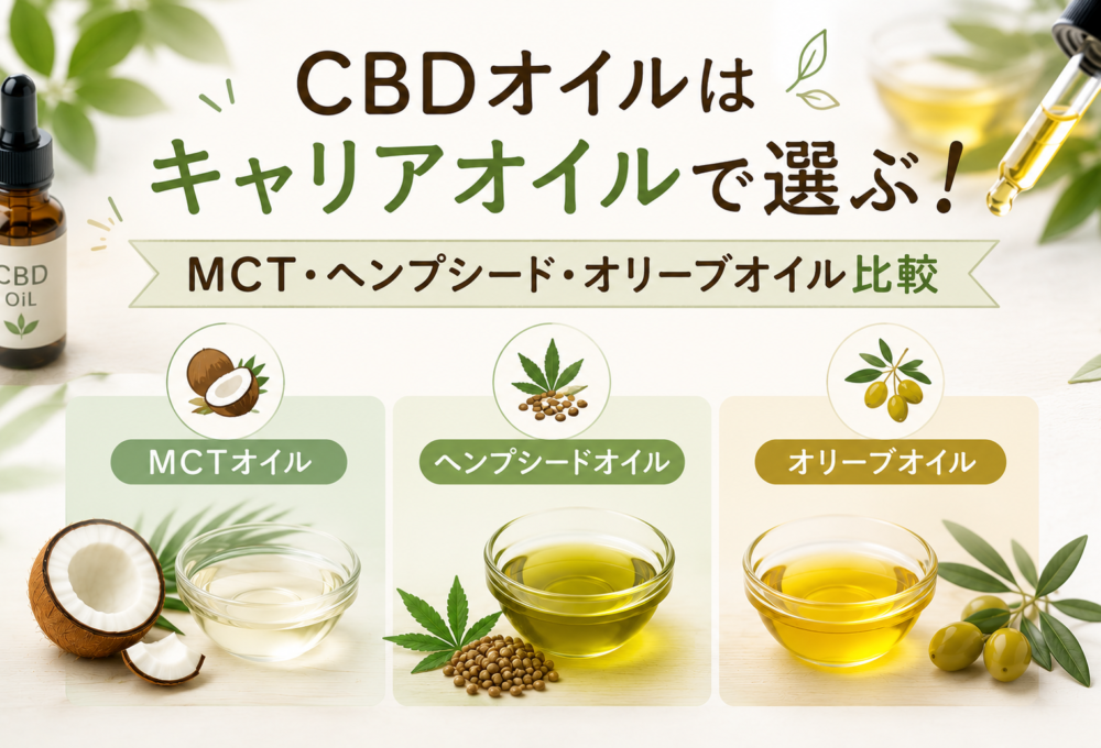 CBDオイルはキャリアオイルで選ぶ！MCT・ヘンプシード・オリーブオイル比較