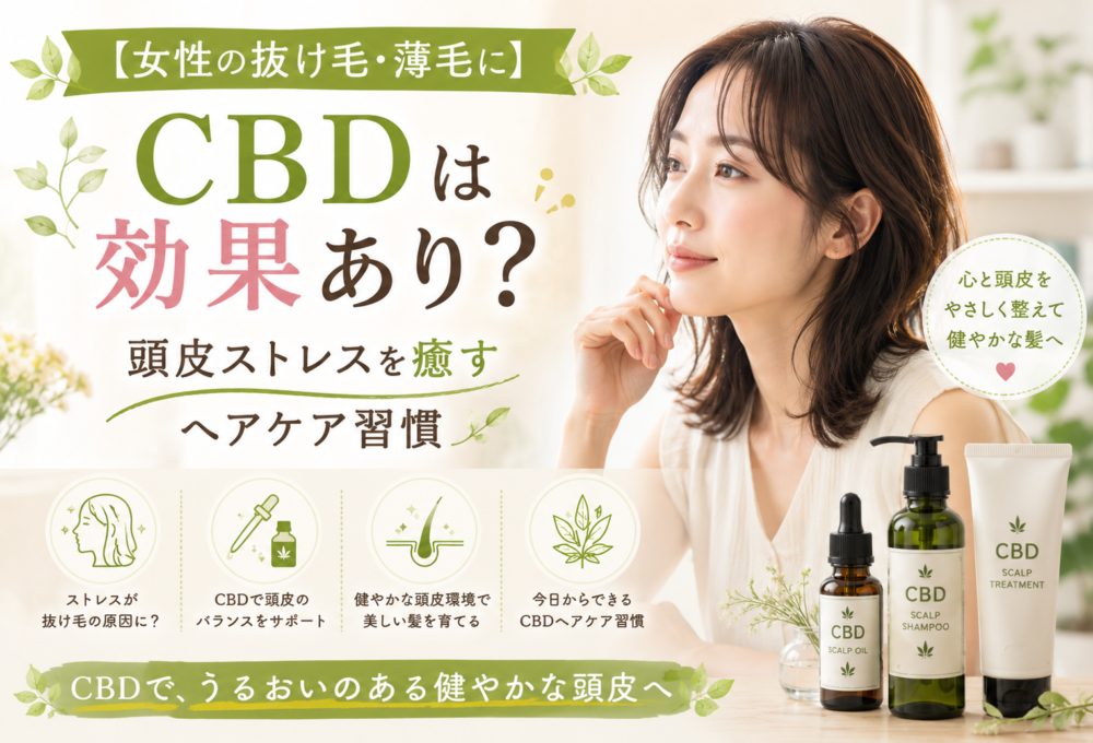 【女性の抜け毛・薄毛に】CBDは効果あり?頭皮ストレスを癒すヘアケア習慣